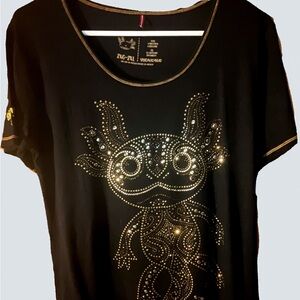 Black and Gold Embellished Axolotl Women's Tee